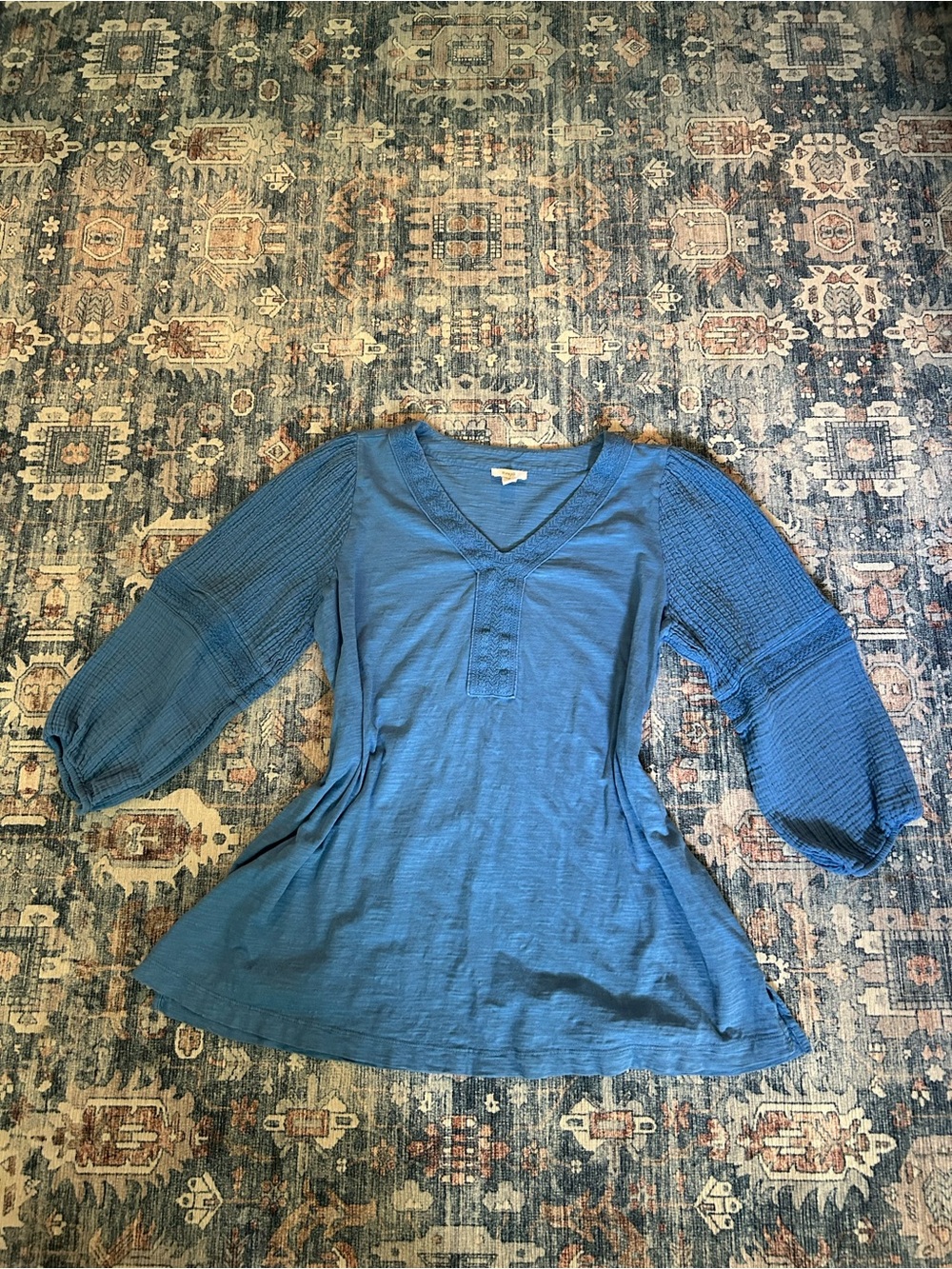 J. Jill Cornflower Blue Boho Tunic - Picture 2 of 8